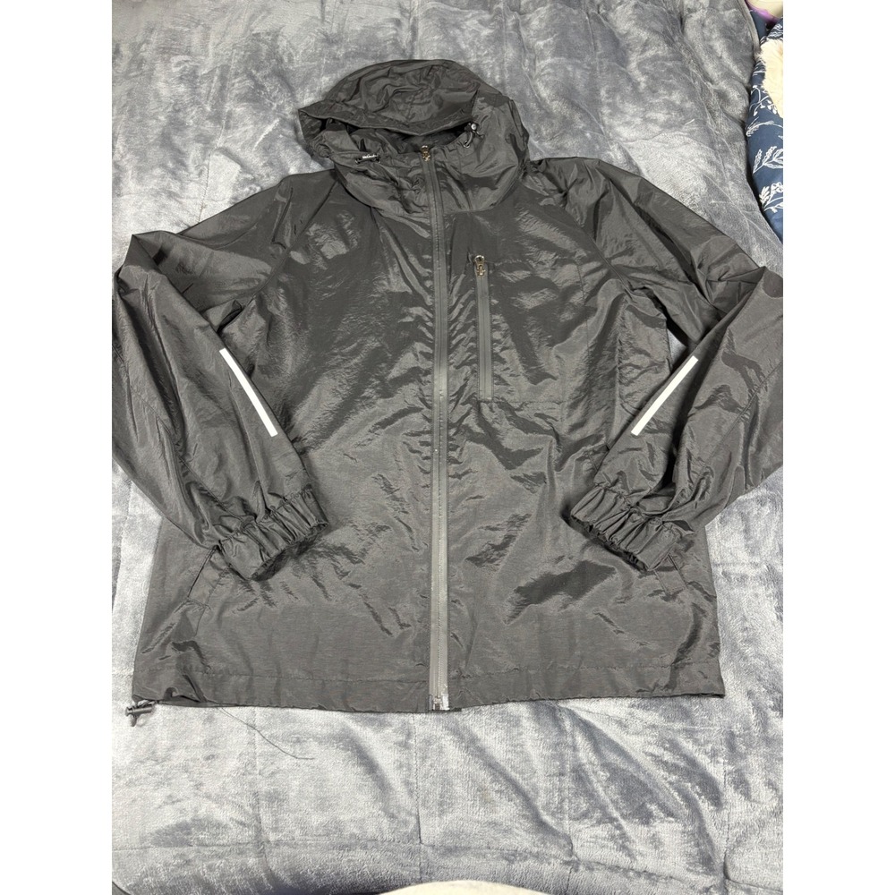 Glamour Mens Black Water Repellent Hooded Windbreaker Jacket Korea Size‎ 1 Small